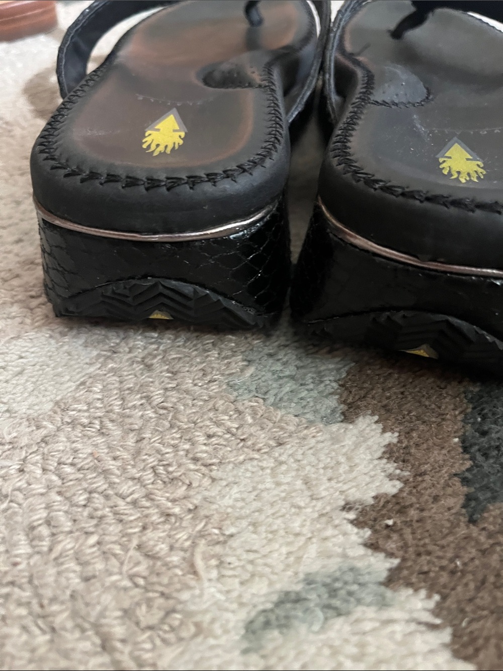 Volatile Black Textured Thong Sandals with Yellow Logo Accent - Picture 3 of 5